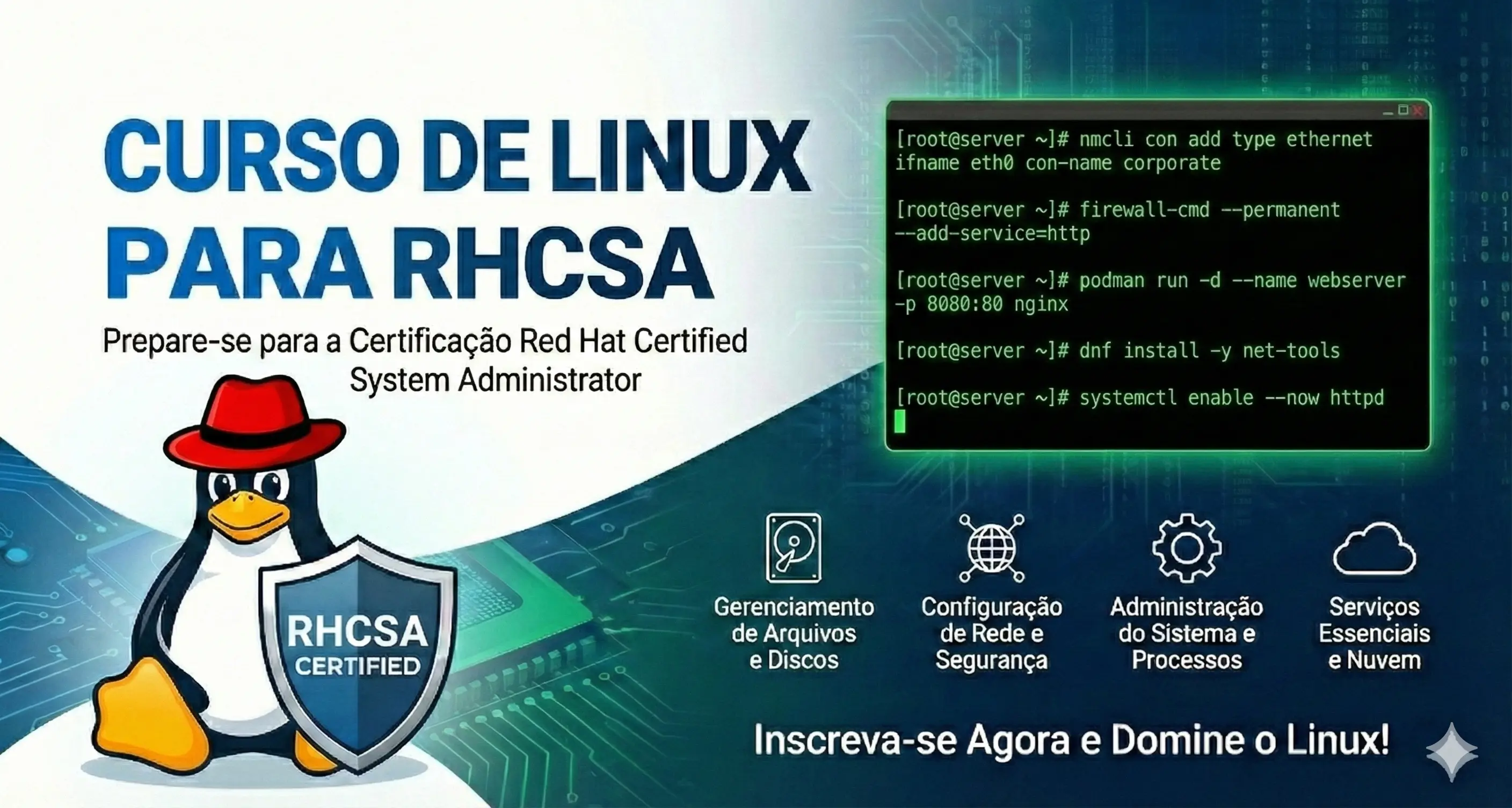 Red Hat RHCSA EX200 — A certificação Linux corporativa mais exigida em grandes empresas no Brasil